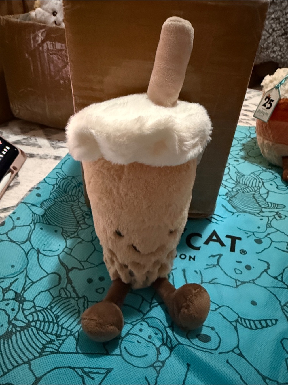 Plush Bubble Tea Decorative Accent - Cream and Brown